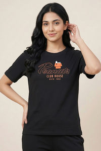 Zivame Peanuts Knit Cotton Loungewear Set - Black Beauty — thumbnail 3